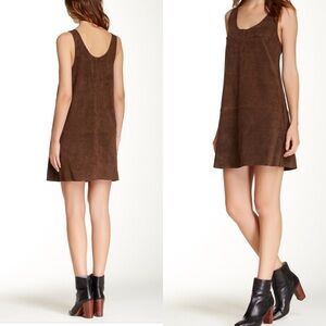 BB Dakota Women’s Casual Brown Leather Sleeveless Suede Mini Dress, XS